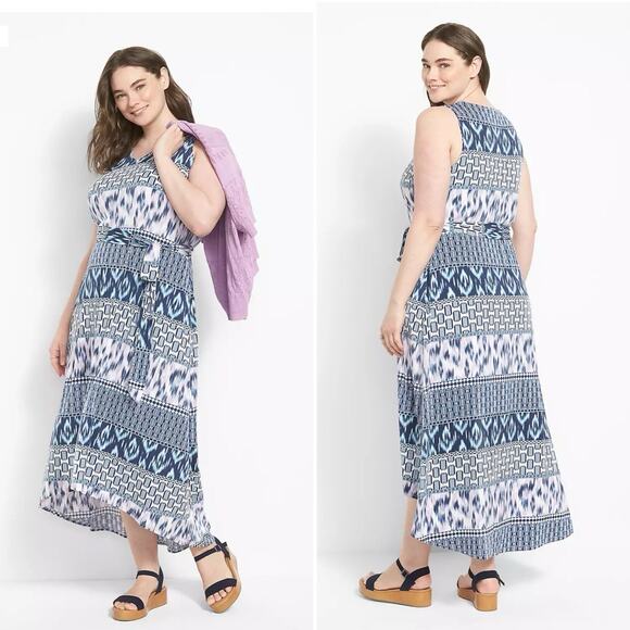 Lane Bryant Dresses & Skirts - Lane Bryant Womens Plus Size Midi Dress 18/20 Belted High-Low Boho Stretch